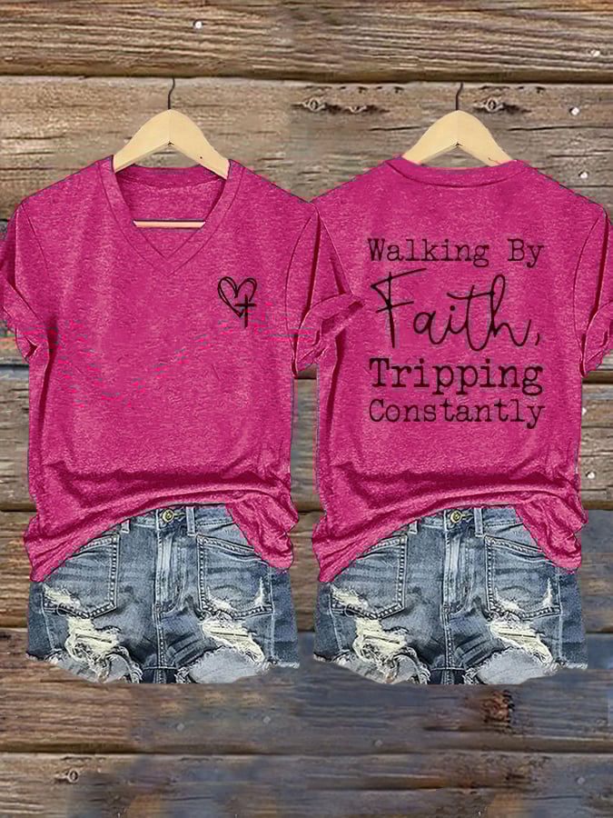 Women's Faith Cross Print T-Shirt