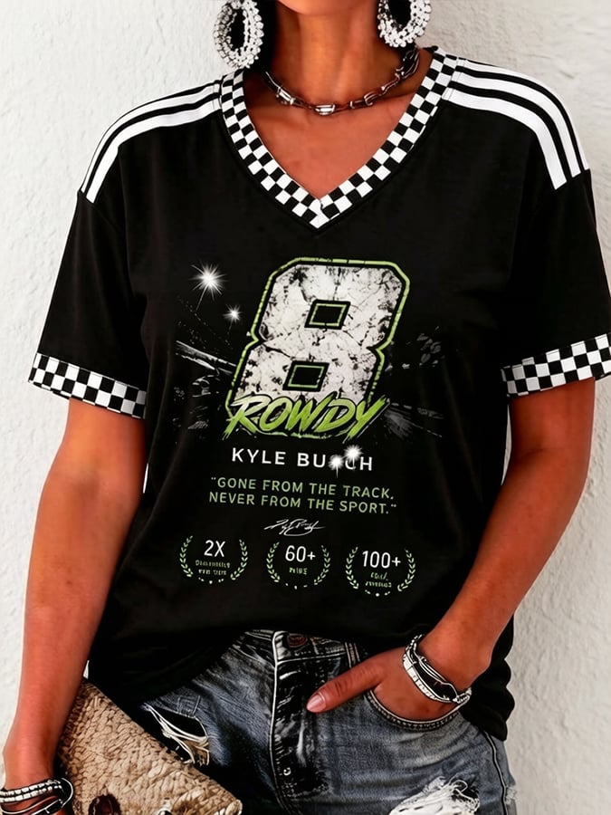 Women's Racing-Themed Short-Sleeve Printed T-Shirt