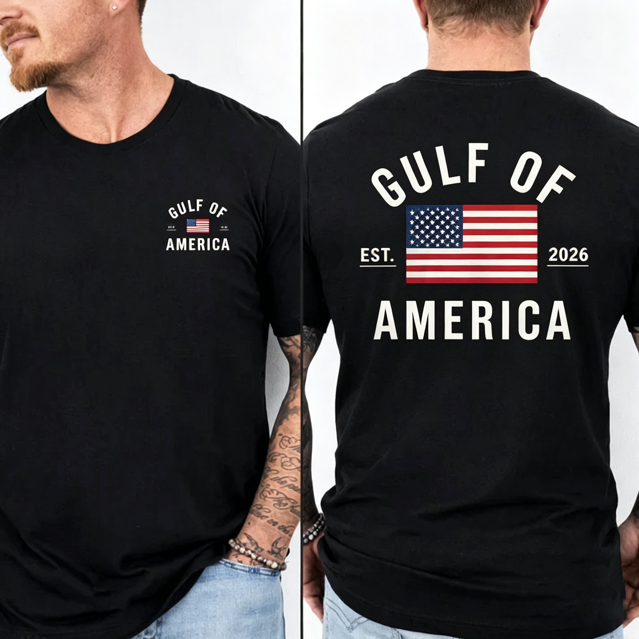 Men's Gulf of America T-Shirt – Patriotic Minimalist USA Flag Graphic Shirt
