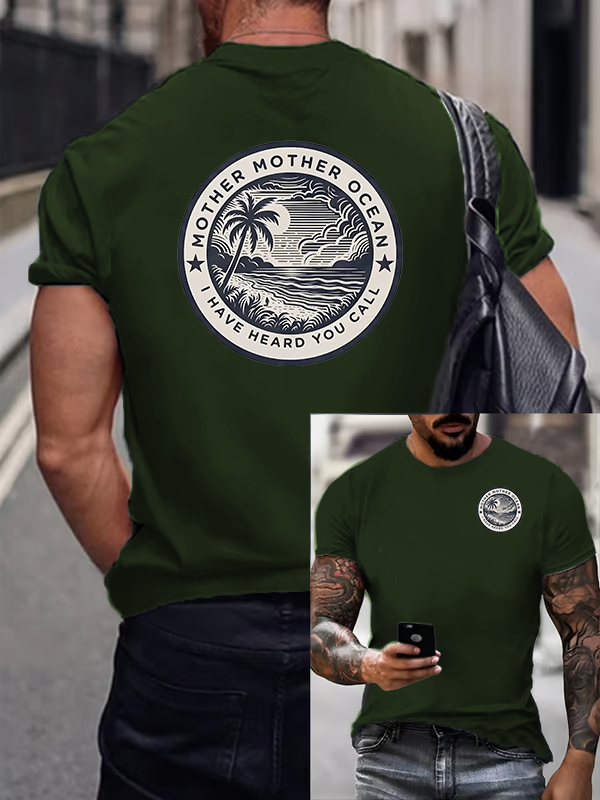 Men's Retro Mother, Mother Ocean, I HAVE HEARD YOU CALL Print T-Shirt