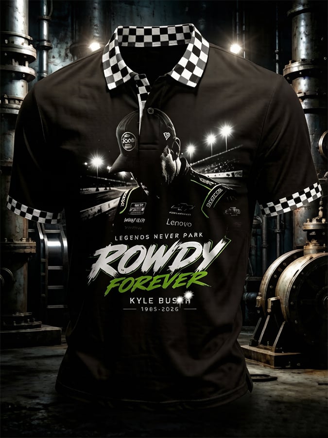 Men's Racing-Style Short-Sleeve Printed Polo Shirt
