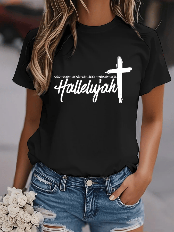 Women's Hard Fought Hallelujah Print Shirt