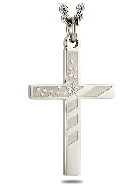 Men's Flag Cross Necklace Proverbs 30:5