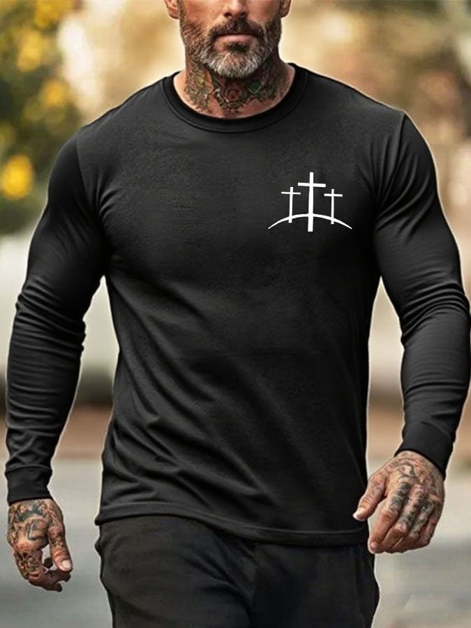 Men's Faith Cross Print Crew Neck T-shirt