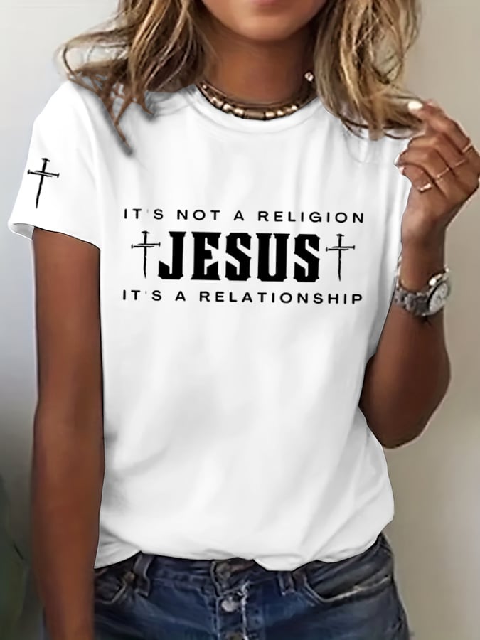 Women's Jesus Printed Short Sleeve T-Shirt