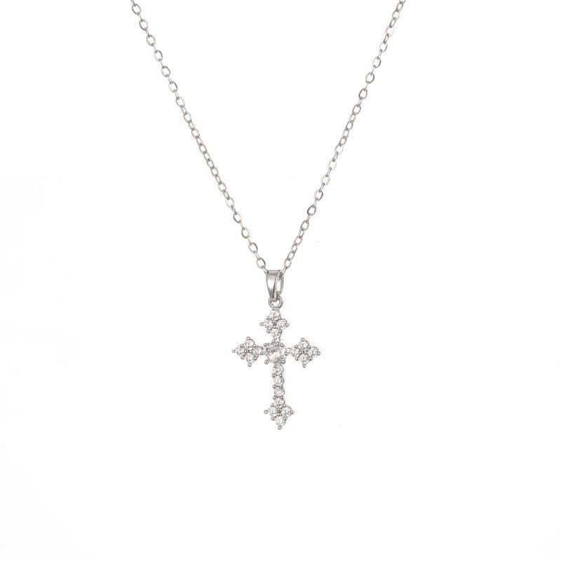 Women’s Minimalist Cross Pendant Necklace Titanium Steel O Chain