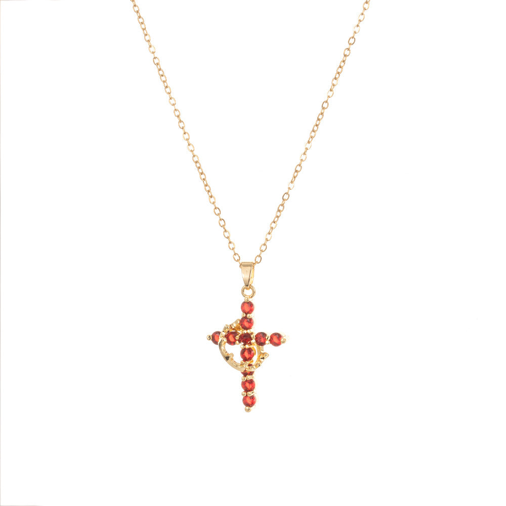 Women’s Religious Cross Necklace Titanium Steel O Chain Design