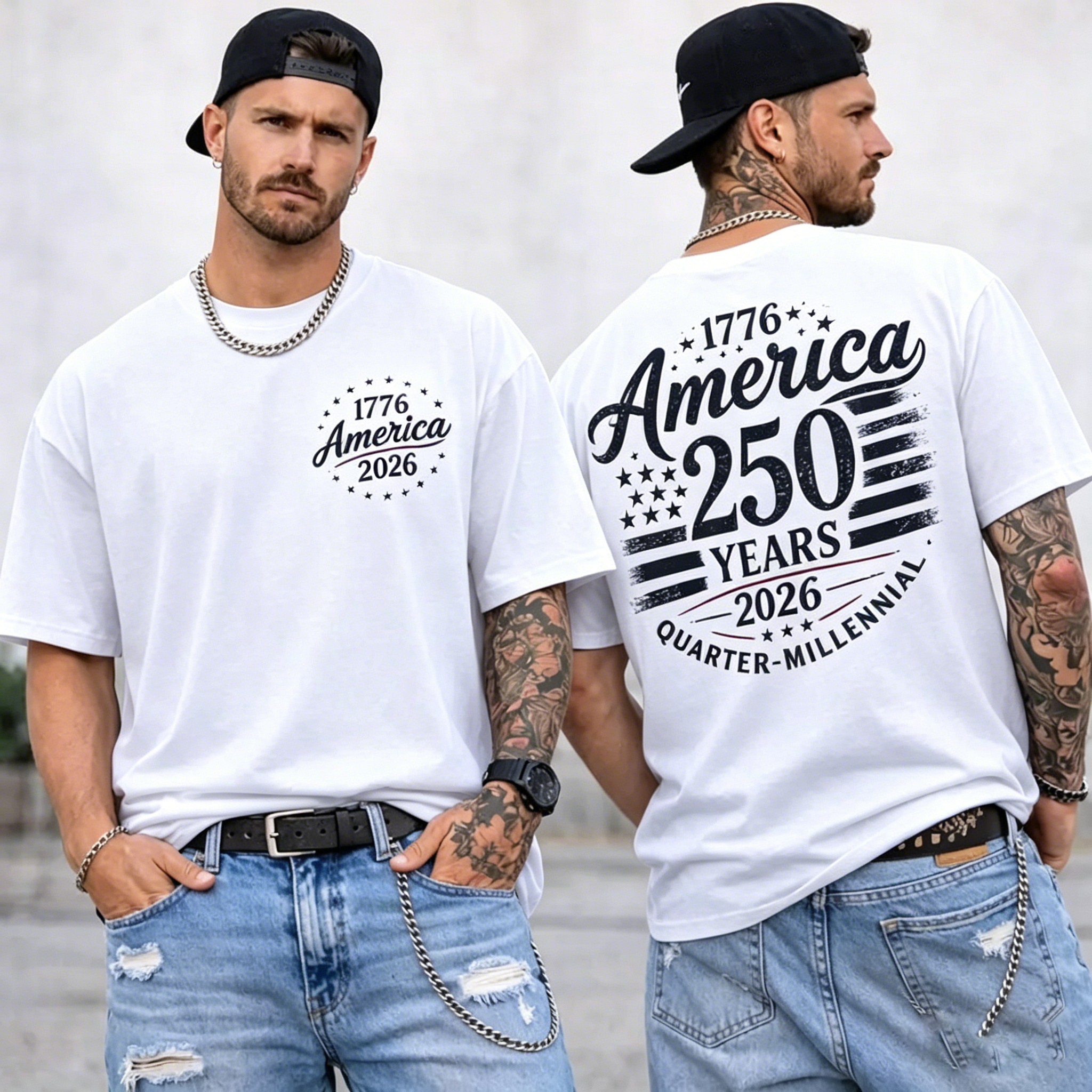 Men's America 250 Years 1776-2026 USA Flag T-Shirt