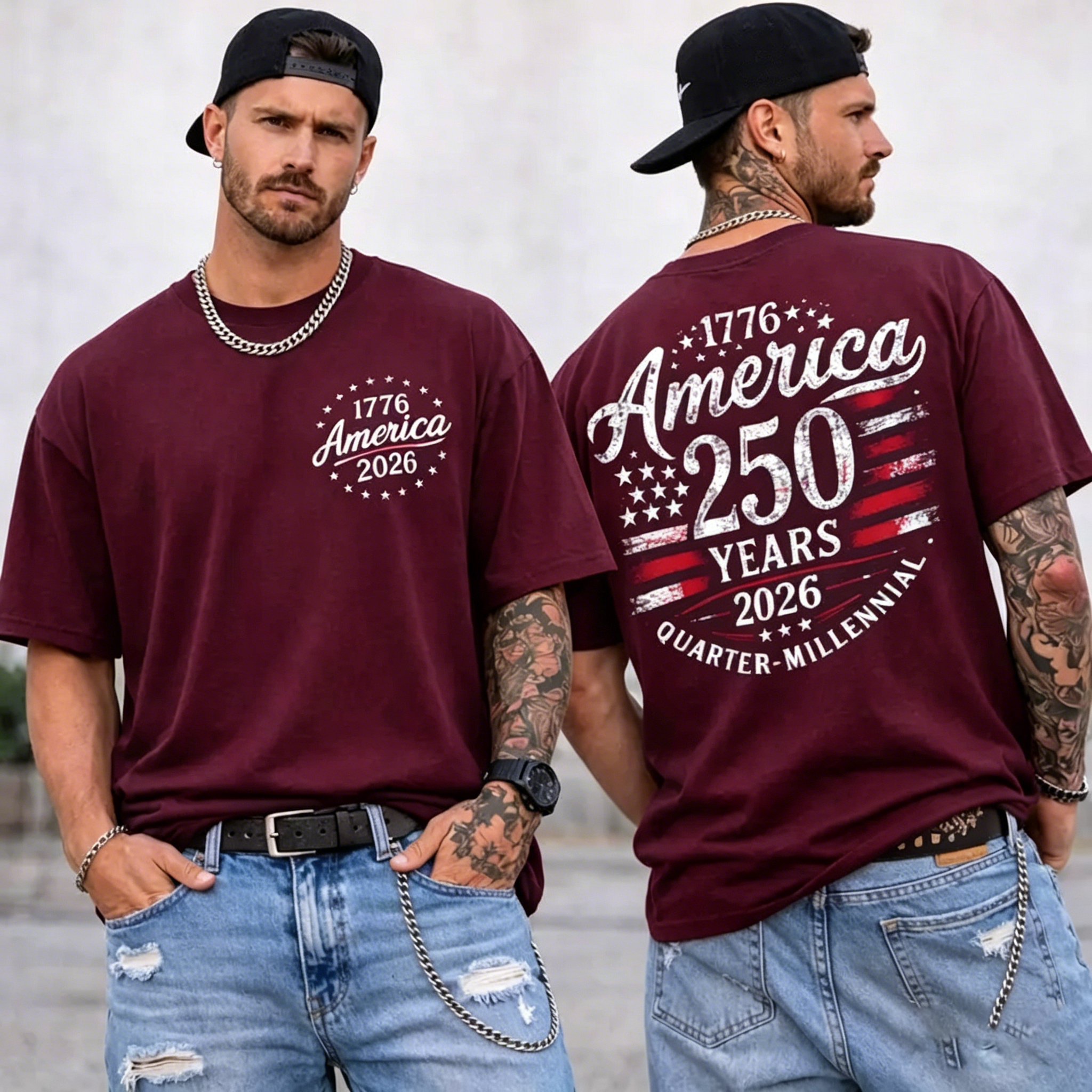 Men's America 250 Years 1776-2026 USA Flag T-Shirt