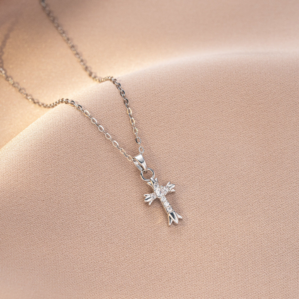 Women’s Classic Christian Cross Necklace Titanium Steel O Chain