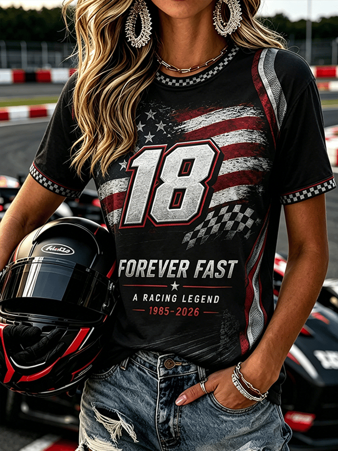 Women's Racing Legends Tribute Print Comfortable Short-Sleeve T-Shirt