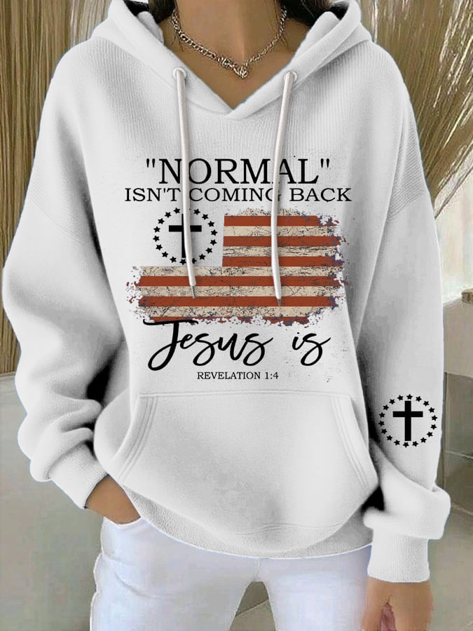 Women's Retro Faith “Normal Isnt Coming Backâ€?Print Casual Hooded