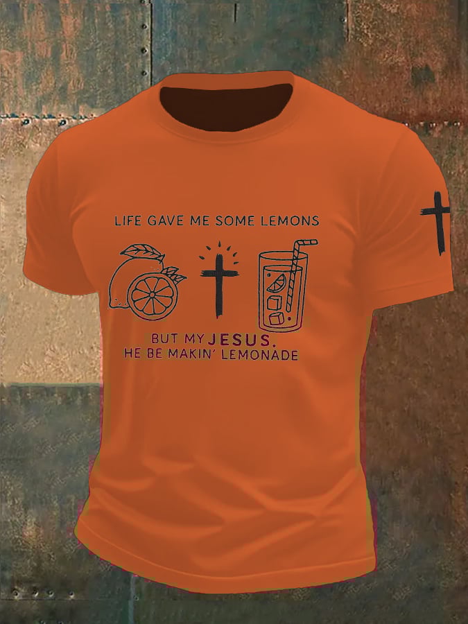 Men's Life Gave Me Some Lemons, But My Jesus Turned Them Into Lemonade Faith Printed Shirt