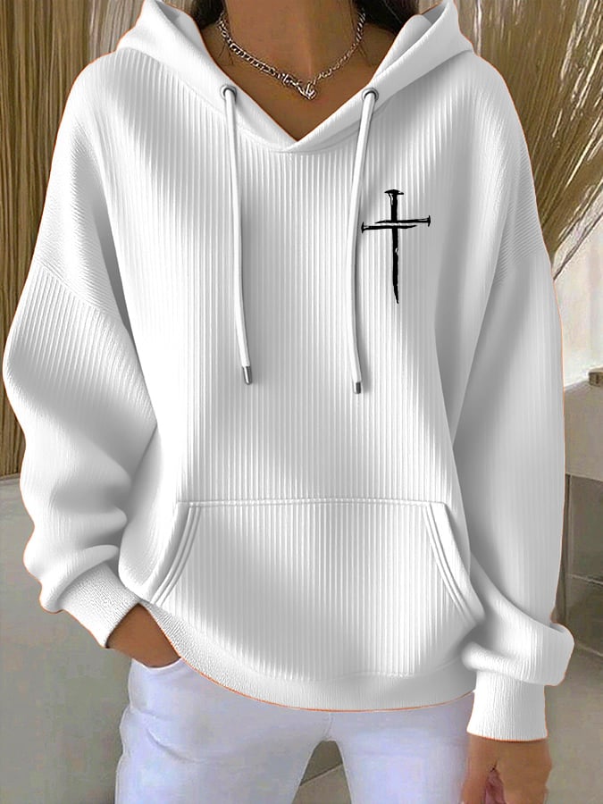 Women's Casual Faith Ribbed Hoodie