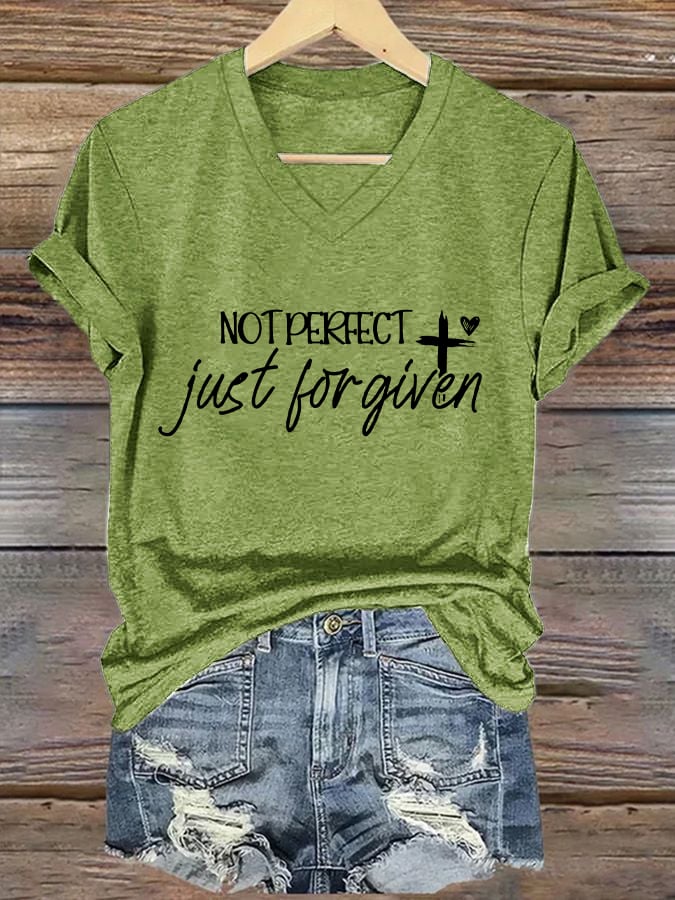 Women's not perfect, just FORGIVEN Print Caasual T-shirt