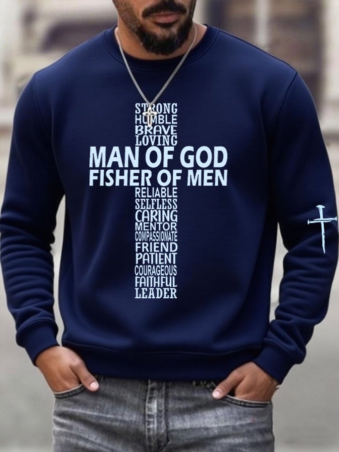 Men'S Faith Cross Print Casual Sweatshirt
