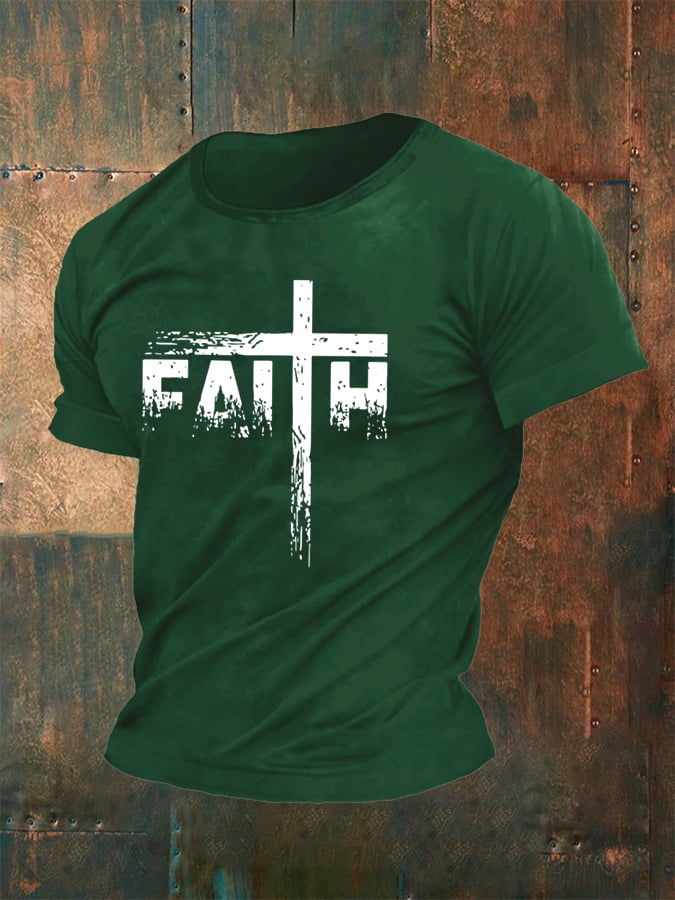 Men's Faith Cross Print Classic T-shirt