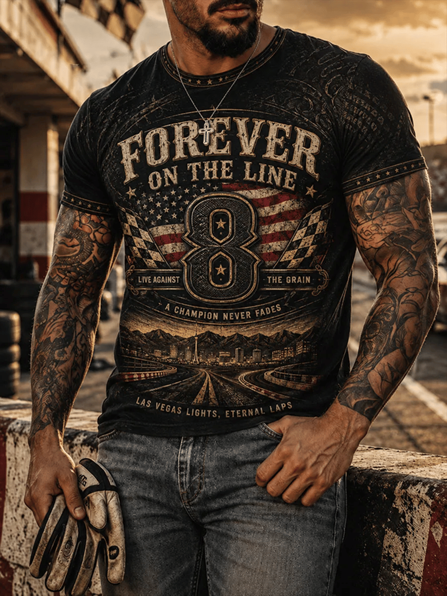 Men's Retro Rip Legend Drive Against The Grain Print Comfortable Short-Sleeve T-Shirt
