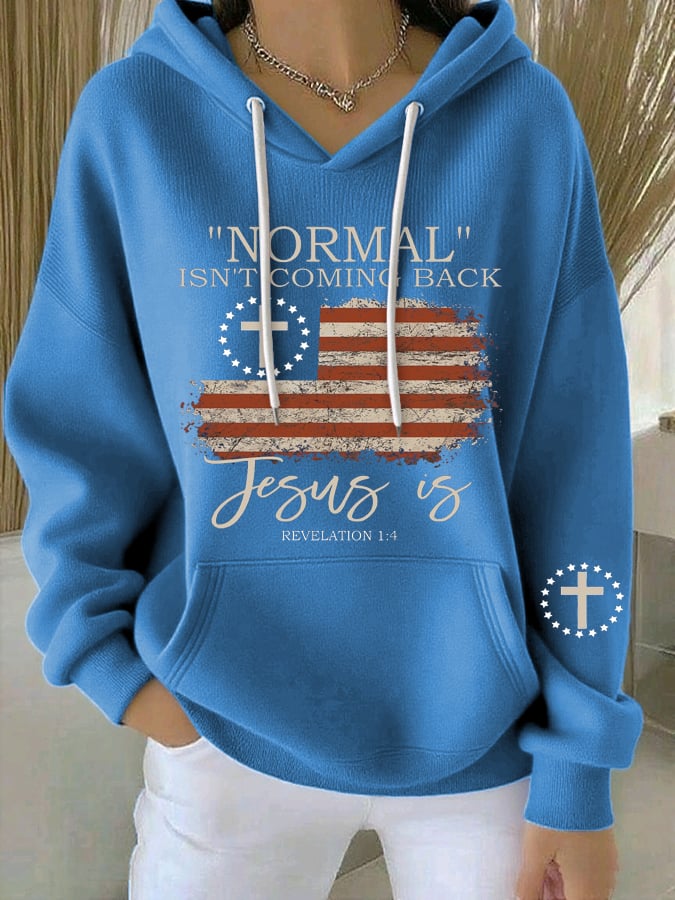 Women's Retro Faith “Normal Isnt Coming Backâ€?Print Casual Hooded