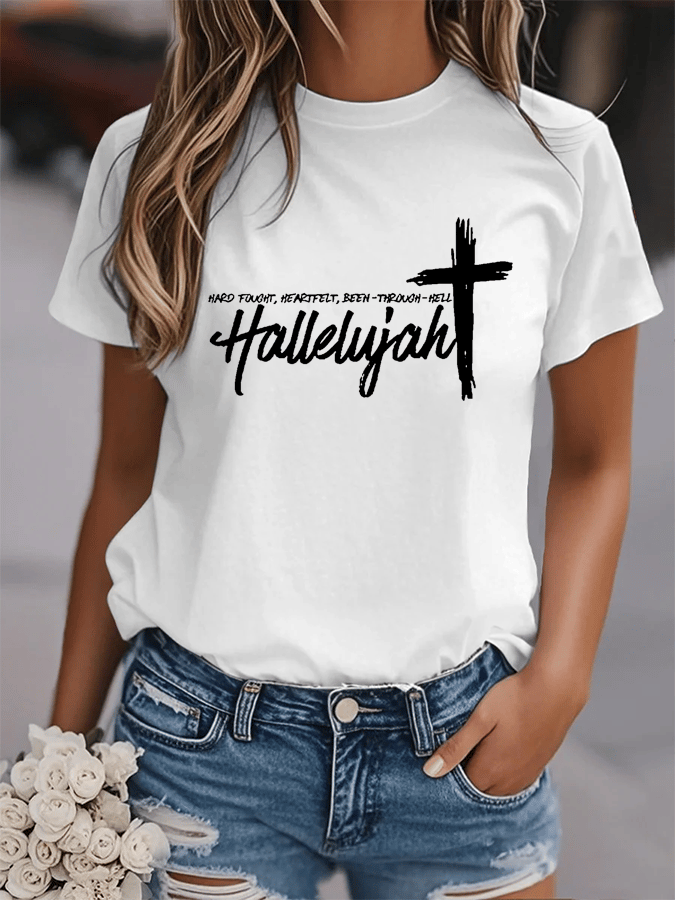 Women's Hard Fought Hallelujah Print Shirt