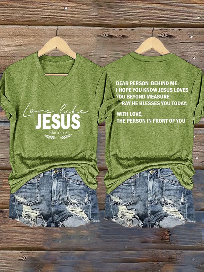 Women's Love Like Jesus Print Casual T-Shirt