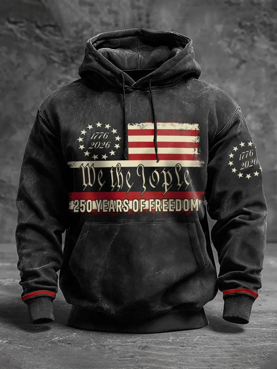 Men'S Casual American 250th Anniversary Printed Hooded Sweatshirt