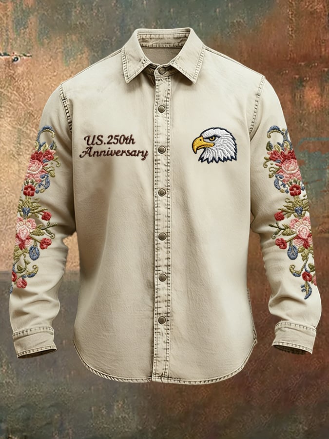 Men'S Vintage American 250th Anniversary Commemorative Printed Top