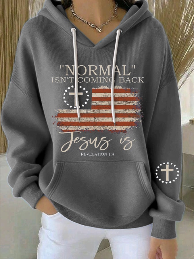 Women's Retro Faith “Normal Isnt Coming Backâ€?Print Casual Hooded