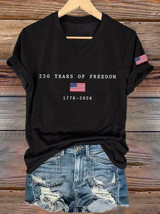 Women's America Flag Print T-shirt