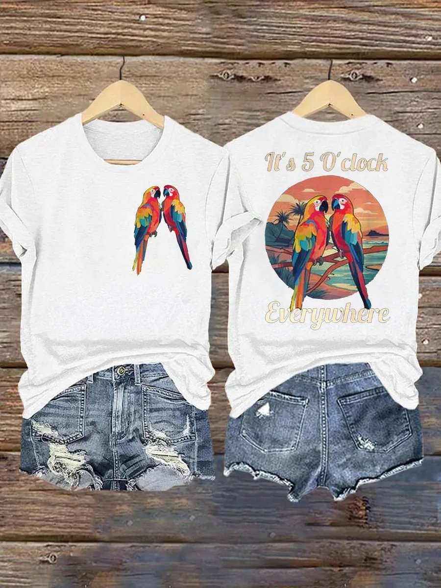 Women's Retro I‘m Retired Resort Hawaiian Print T-Shirt