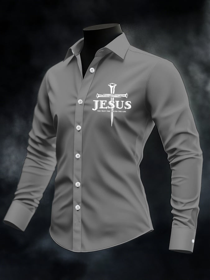 Men's Jesus The Way The Truth The Life Print Casual Shirt