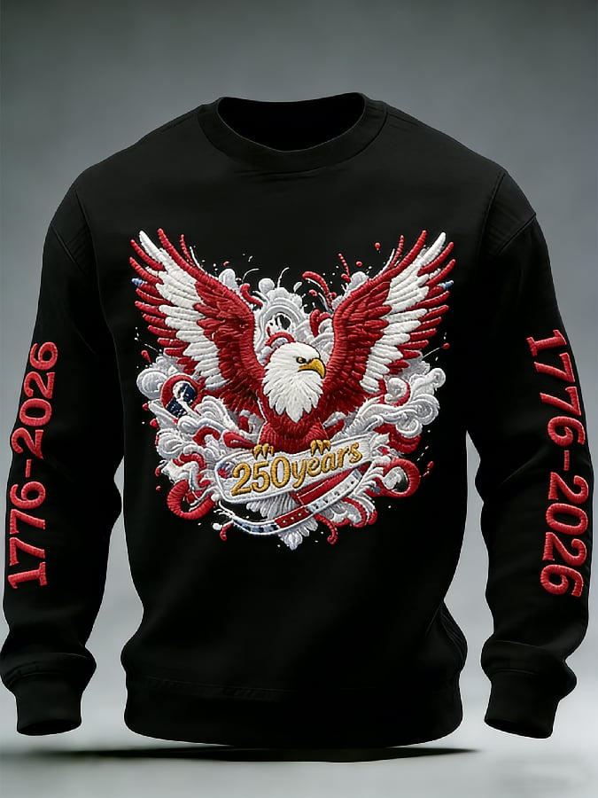 Men's casual hoodie with American 250th anniversary print