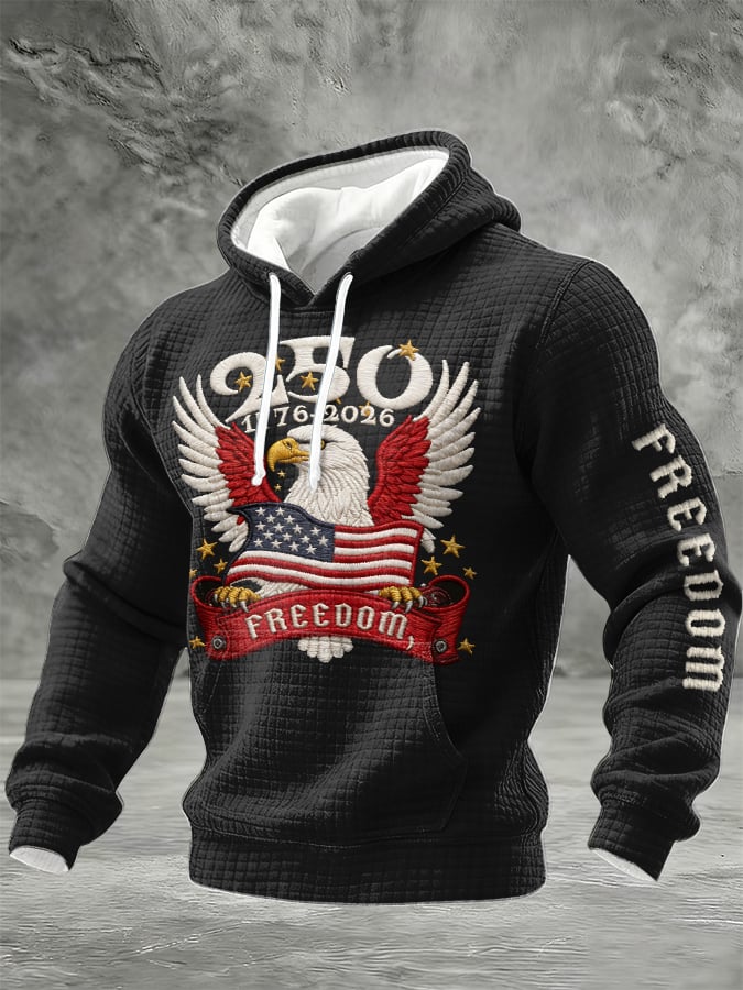 Men'S Casual Hoodie With American 250th Anniversary Print