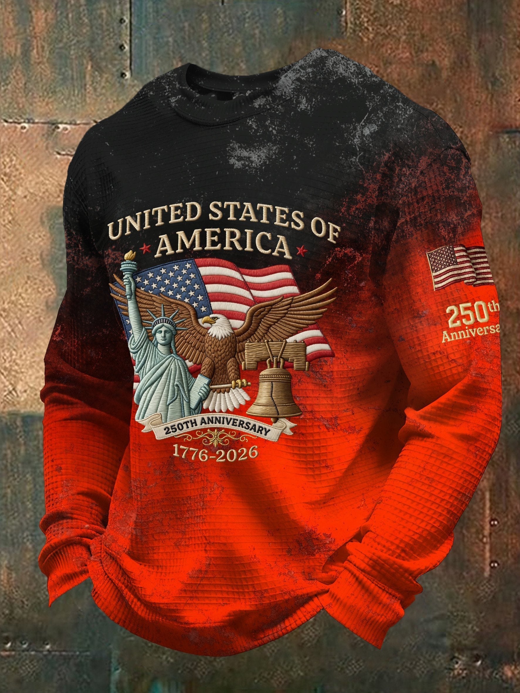 Men's Vintage American Flag Print Top