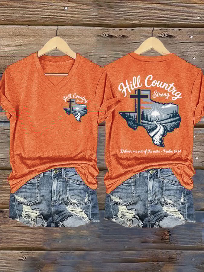 Women's Texas Hill Country Strong Printed T-Shirts