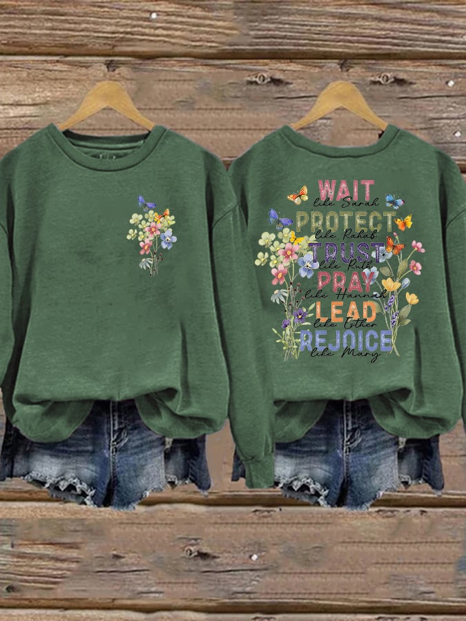 Women'S Casual Faith Print Sweatshirt