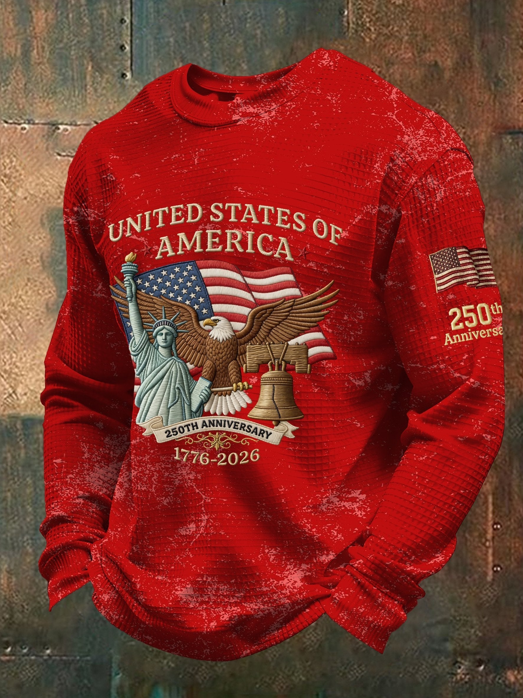 Men's Vintage American Flag Print Top