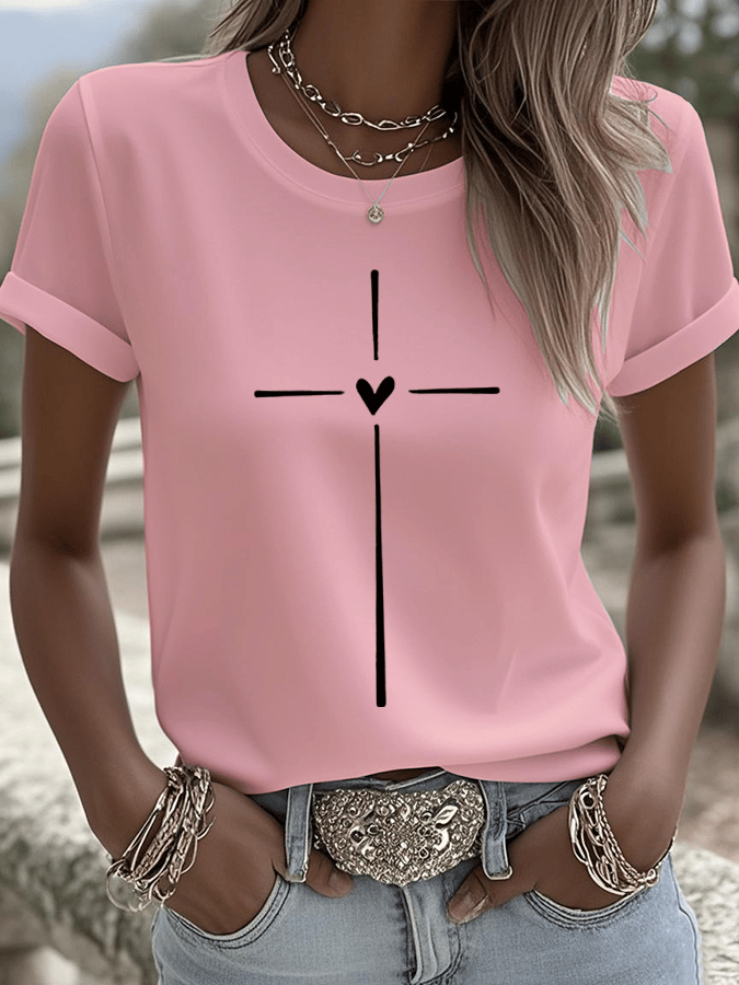 Women's Faith Print Round Neck T-shirt