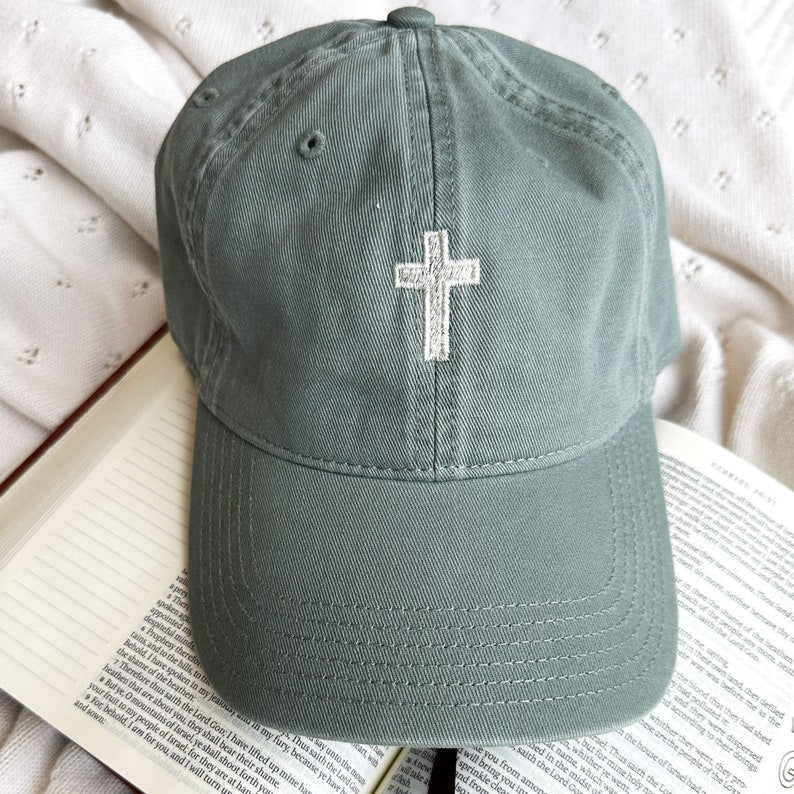 Embroidered Mini Cross Baseball Cap | Spring Baseball Hat | Religious | Minimal Cross Embroidery | Cute Accessory for Spring