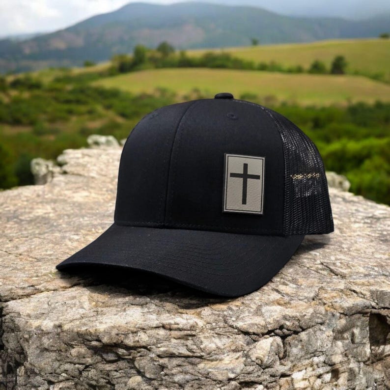 Small Cross Leather Patch | Classic Trucker Hat
