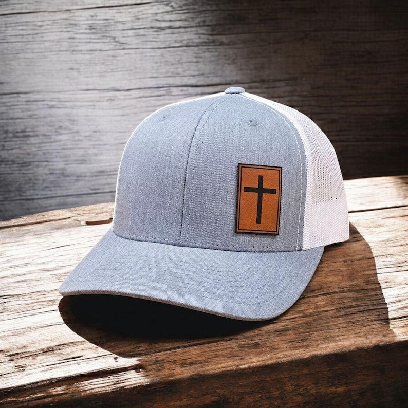 Small Cross Leather Patch | Classic Trucker Hat