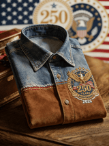 Men's Retro American 250th  Print Short-Sleeved Shirt