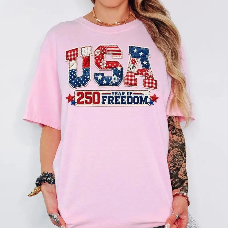 Women's  Comfort Colors USA 250 Year Of Freedom Shirt,