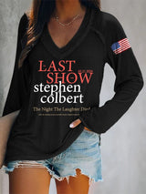 V-Neck Retro Last Show 05.21.2026 The Night The Laughter Died After The Opening Monol, Hopefully People Laughed During The Show Print T-Shirt