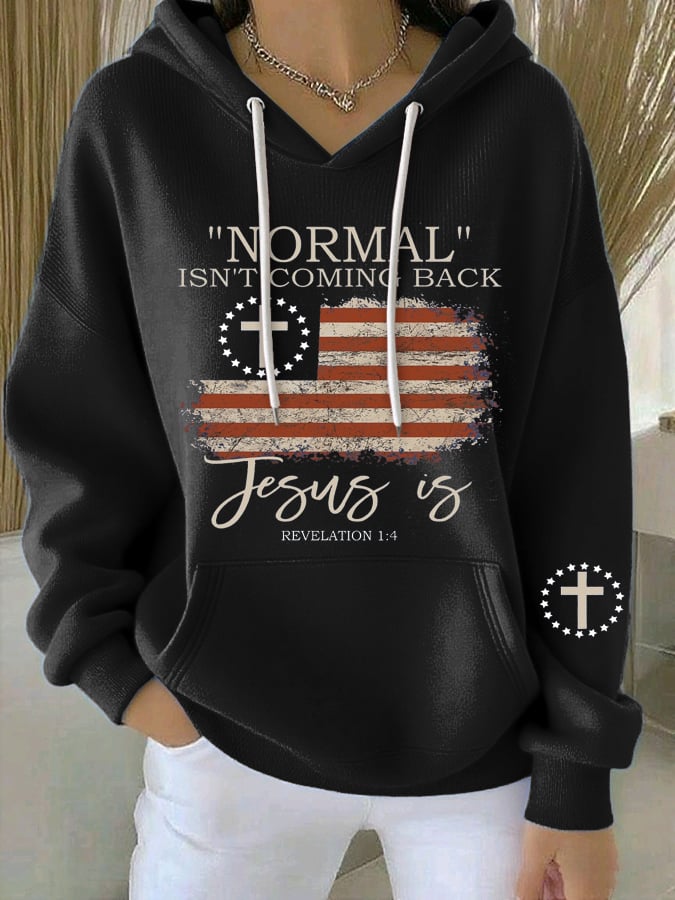 Women's Retro Faith “Normal Isnt Coming Backâ€?Print Casual Hooded