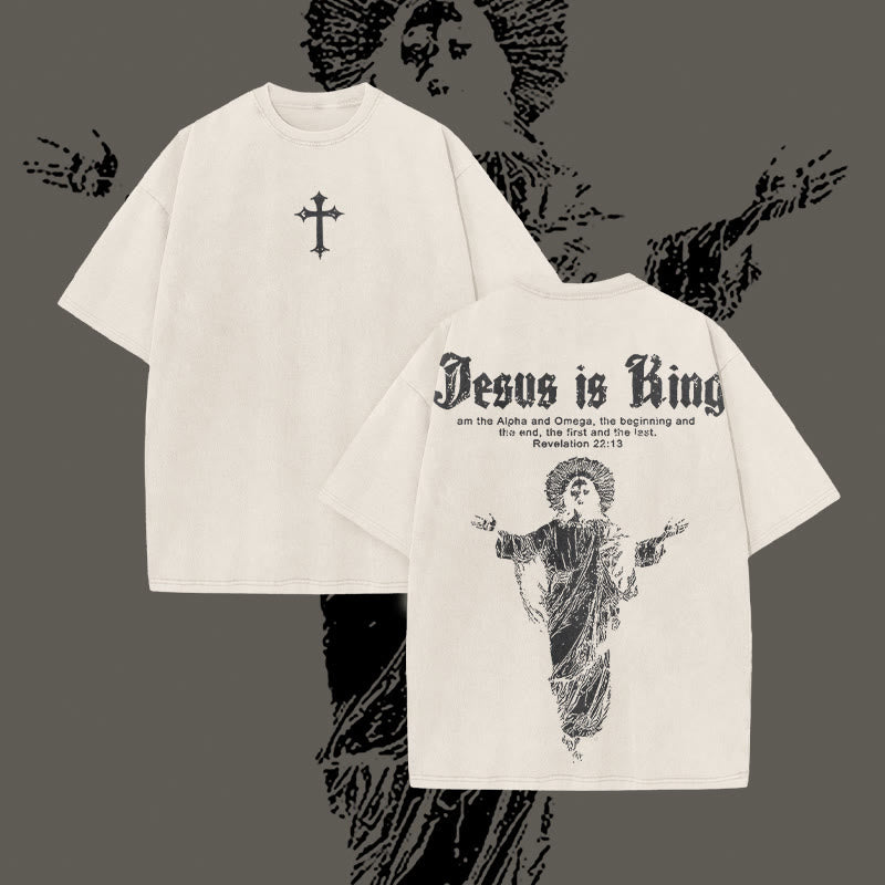 🌸 Spring Sale 50% OFF - 👑 Jesus Is King Vintage Washed Unisex T-Shirt ✝️