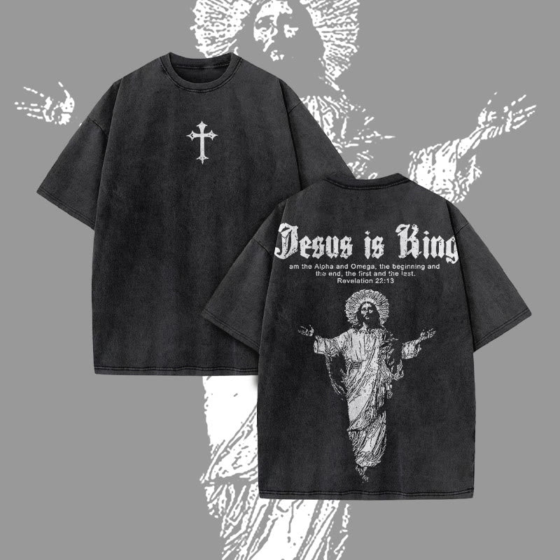 🌸 Spring Sale 50% OFF - 👑 Jesus Is King Vintage Washed Unisex T-Shirt ✝️