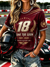 Women's Retro Racing Legend Memorial Print Short-Sleeve T-Shirt