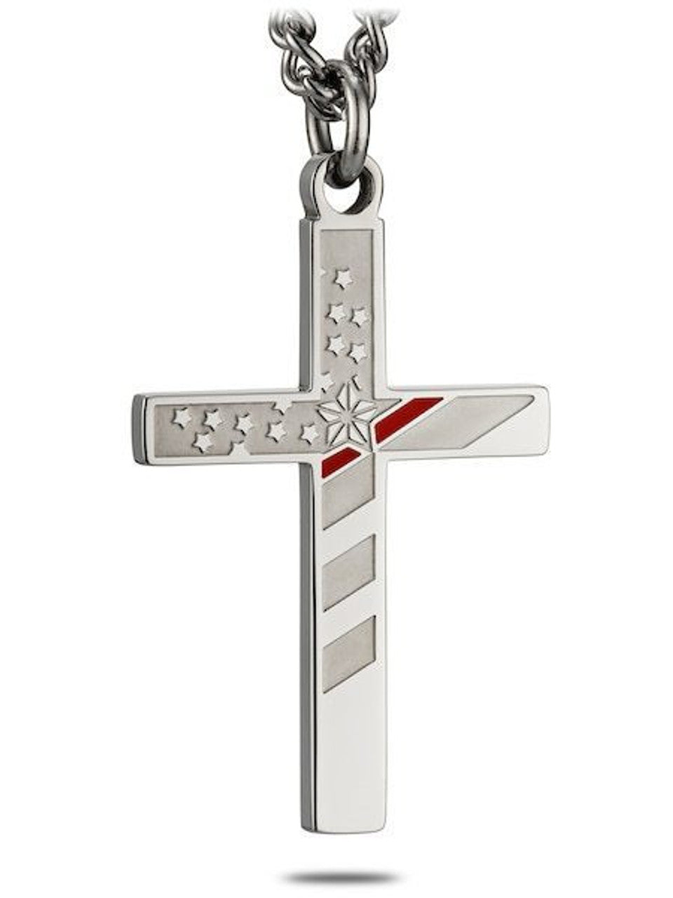 Firefighter Flag Cross Thin Red Line Necklace Isaiah 6:8