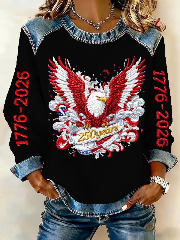 Women's casual hoodie with American 250th anniversary print
